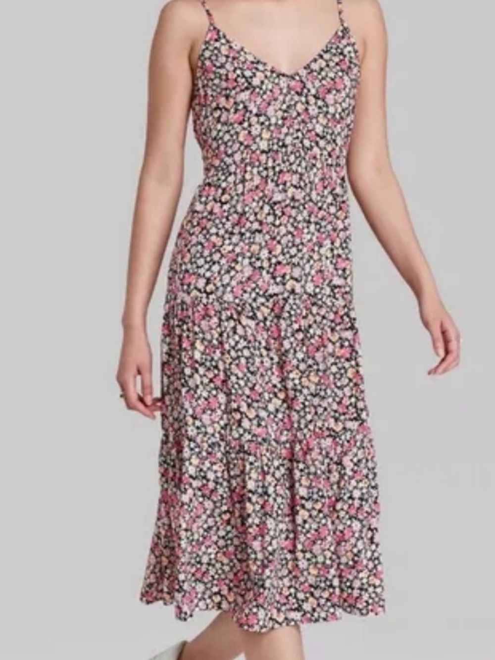 wild fable Pink Floral Slip Maxi Dress on Black